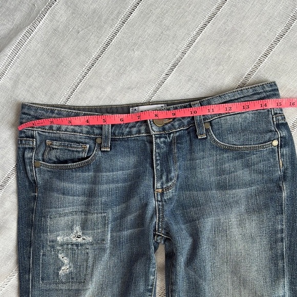 PAIGE Skyline Ankle Peg Blue Jeans with Distressed Details - Picture 10 of 13